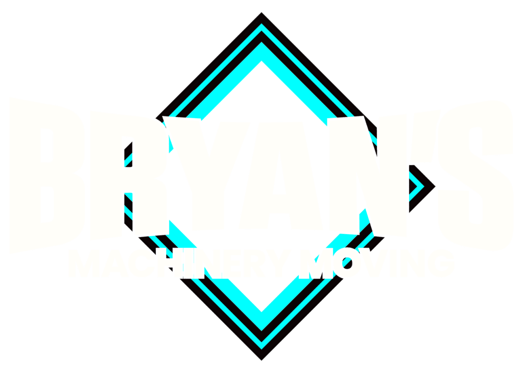 A green background with the name of bryant machinery moving.