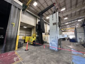 Industrial warehouse with machinery and equipment.